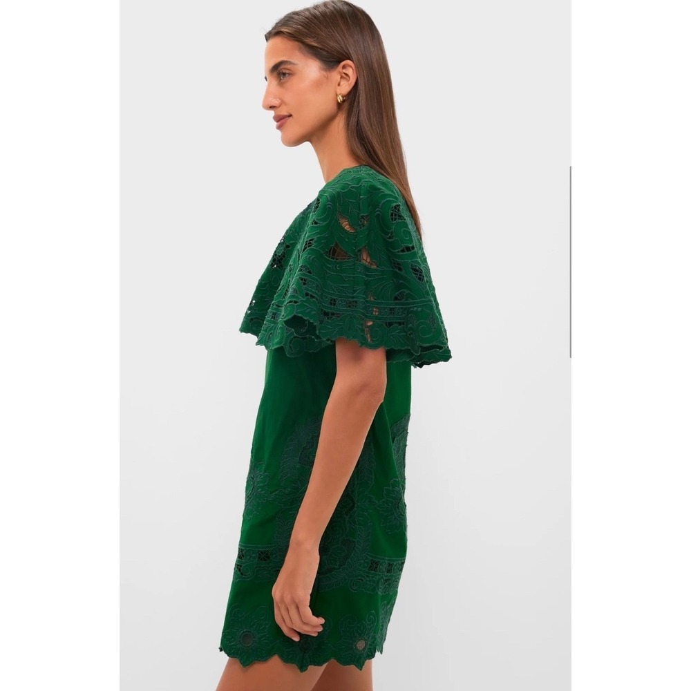 Tuckernuck x Sea New York Green Ceci Embroidery Capelet Mini Dress Scalloped NWT - Picture 2 of 9